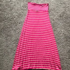 Hot Pink and Tan Maxi Skirt